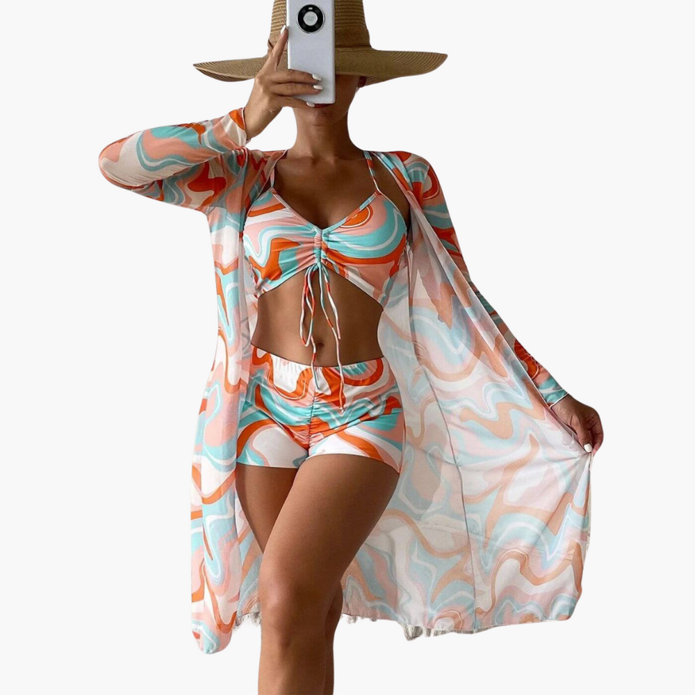 Lotta | 3-teiliges bedrucktes Bikini-Set