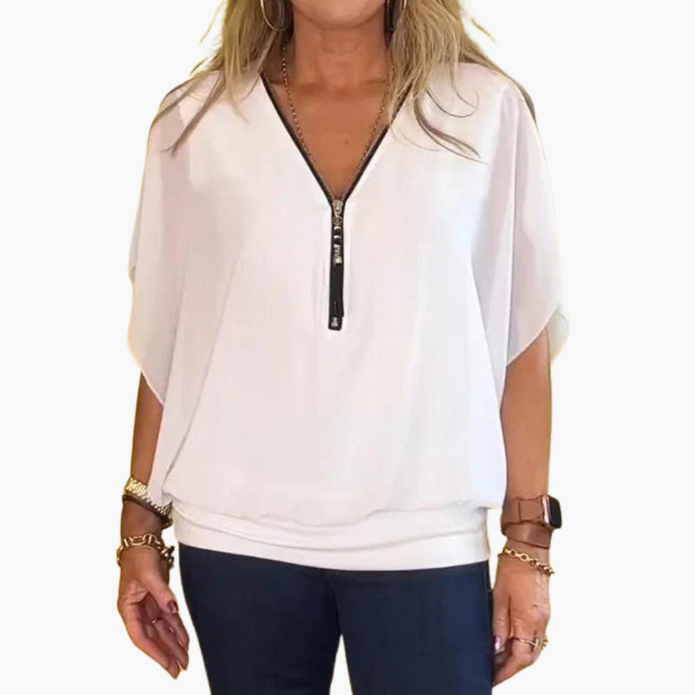 Helene | Chiffon-Top mit Reißverschluss