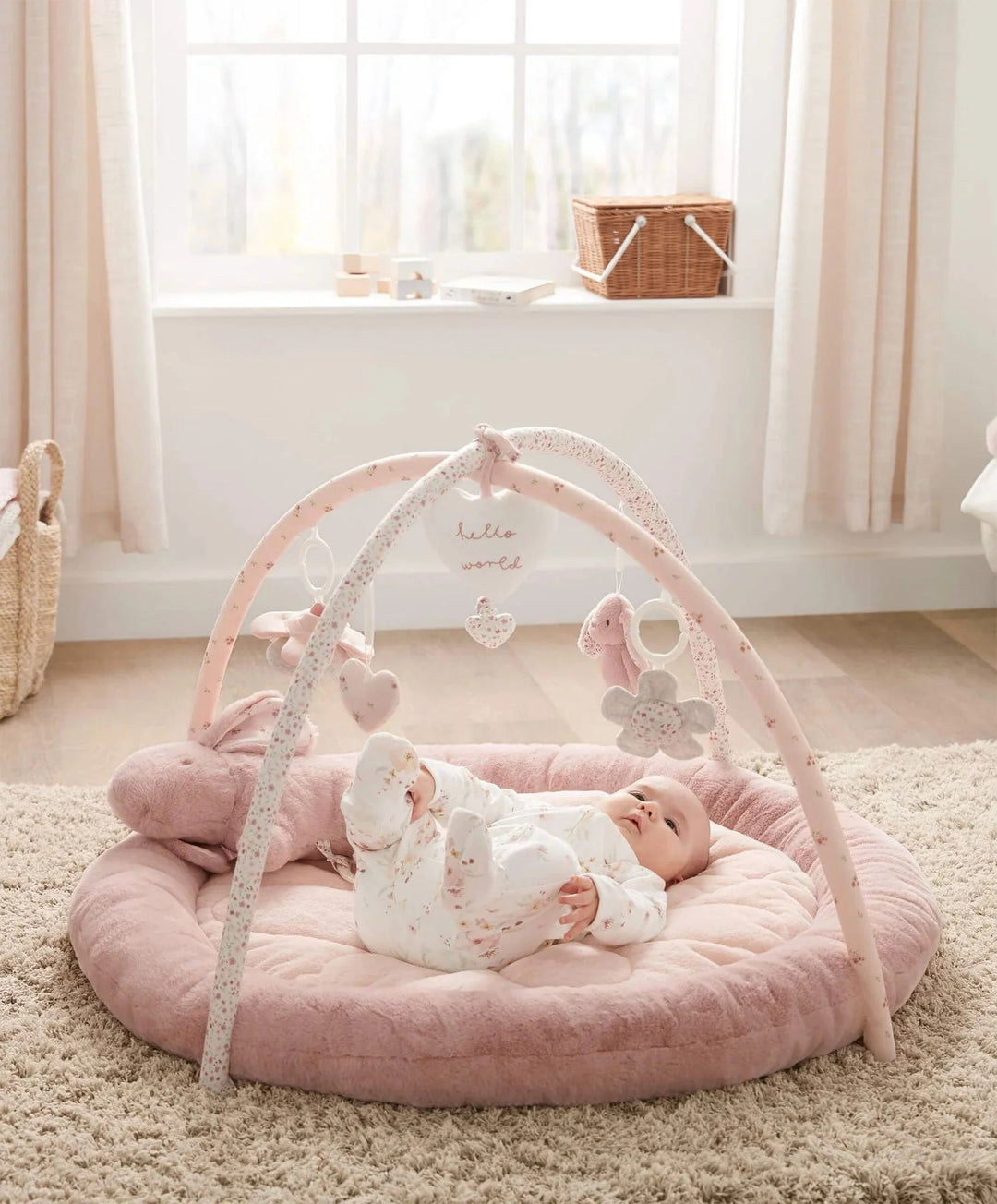 Baby Playmat – Bunny Pink, with Toys & Tummy Time