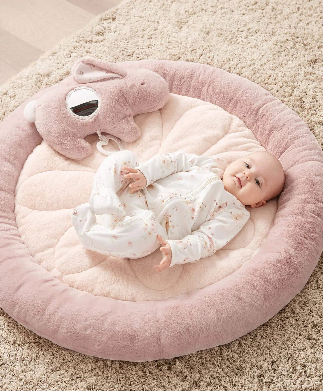 Baby Playmat – Bunny Pink, with Toys & Tummy Time
