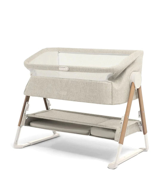 Lua Bedside Crib Bundle – Fawn Beige with Mattress & Sheets