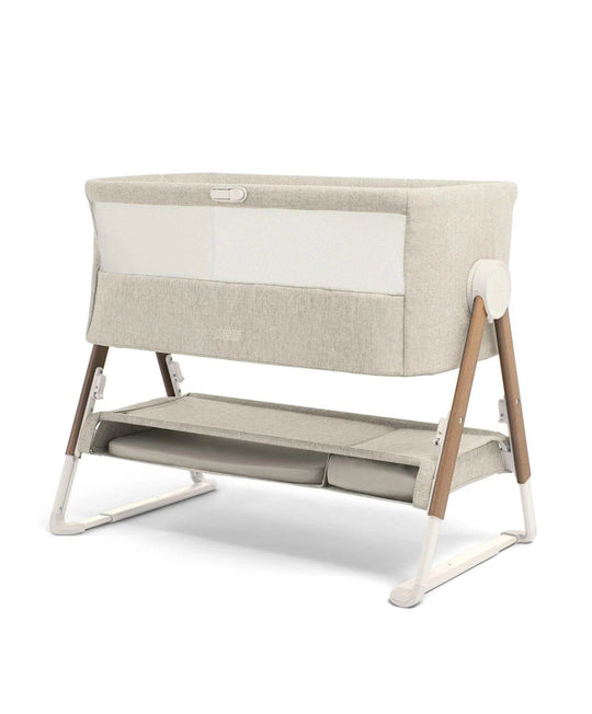Lua Bedside Crib Bundle – Fawn Beige with Mattress & Sheets