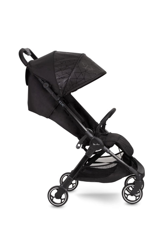 Silver Cross Clic Stroller – Black, Lightweight with Raincover