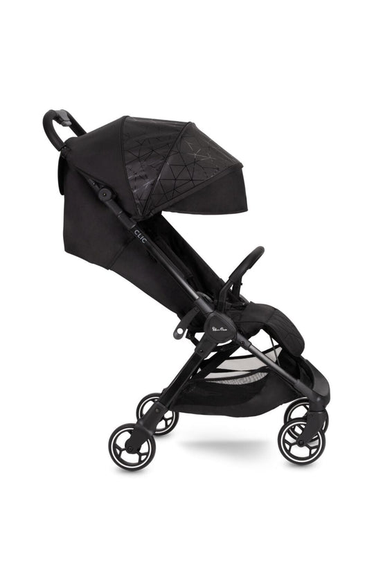 Silver Cross Clic Stroller – Black, Lightweight with Raincover