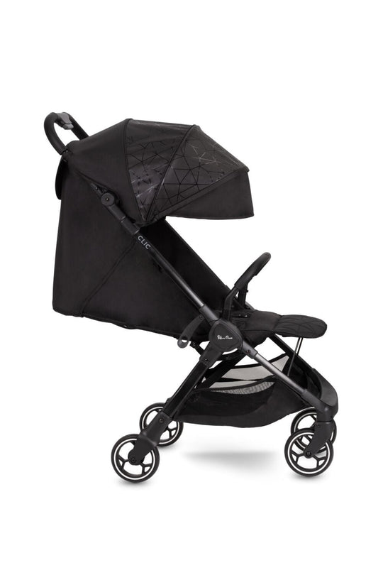 Silver Cross Clic Stroller – Black, Lightweight with Raincover